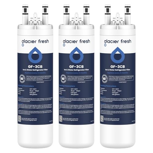 GLACIER FRESH WF3CB Refrigerator Water Filter Replacement for PureSource 3, 706465, WF425, PS3412266, AP4567491, 242017800 Refrigerator Water Filter, Pack of 3