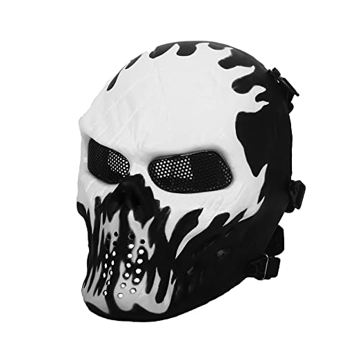 Airsoft Maske, Schädel Vollgesichtsmaske für Halloween Airsoft Tactical Game Cosplay und Party Lauffeuer Cover