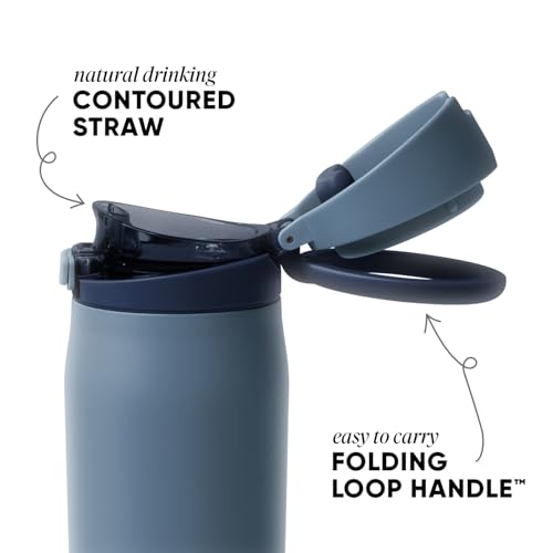 Simple Modern Mesa Loop Water Bottle with Straw | 24oz Cup Holder Friendly Insulated Stainless Steel Bottles for Travel, Sports and School | Deep Dune