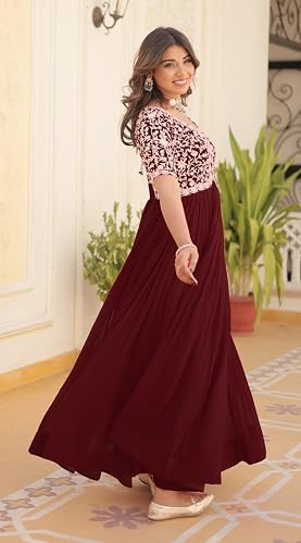 Image of Fashion Basket Georgette Embroidered Anarkali Gown for Women