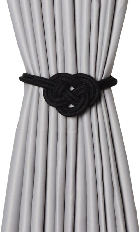 2PCS Magnetic Curtain Tie Buckle Buckle Magnet Clip for Curtain Rod Tie Back Hanging Belt Rope Accessory (Color : Black Noir)