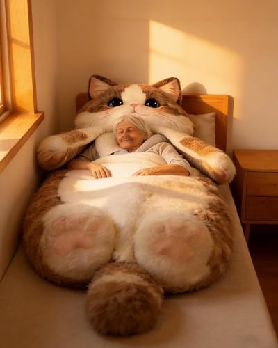 Bolsa de dormir para adultos con forma de gato gigante de peluche, suave, cálida y cómoda para camping y viajes miniatura 6