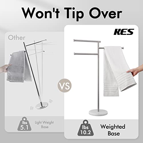Kes Towel Racks For Bathroom, 40-Inch Swivel Arms Standing 3 Bath Towel Racks With Weighted Marble Base, Sus304 Stainless Steel Brushed Finish, Bth219-2 #TOP1