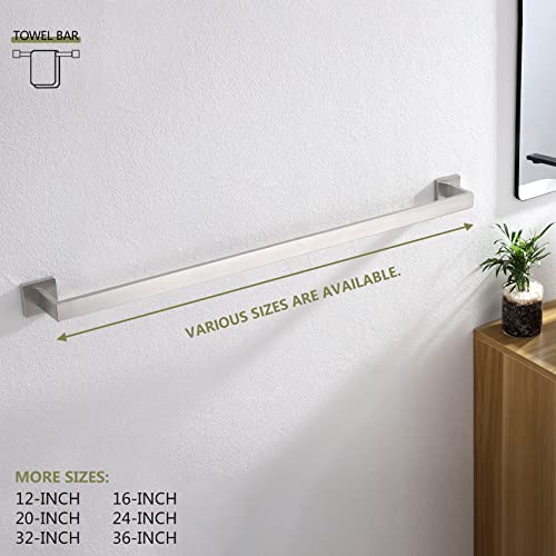 Image of KOKOSIRI 36-Inch Single Towel Bar, Bathroom Kitchen Towel Holder, Wall Mounted SUS304 Stainless Steel Towel Rack, Brushed Nickel, B4003BR-L36