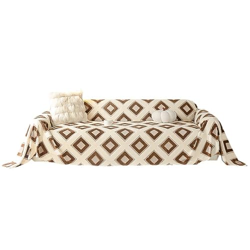 Plaid de canapé en molleton de coton lourd beige de haute qualité - 8