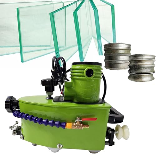 Portable Electric Glass Edging Machine - Handheld Polisher for Straight &amp; Round Edges - Compact Green Glass Grinder for DIY Home Projects &amp; Professionals