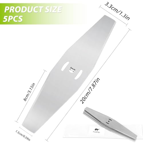 Image of HASTHIP 5Pcs Metal Lawn Mower Saw Blades, 8 inches Replacement Stainless Steel Mower Blades Straight-Edge Mower Blades for Most Lawnmowers