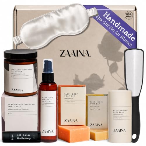 Wellness Spa Package - Handmade in USA, Luxury All Natural Spa Gifts for Women, Relaxing Spa Gifts for Her, Spa Gift Basket for Friend Mom Wife, Pampering Birthday Gifts for Women