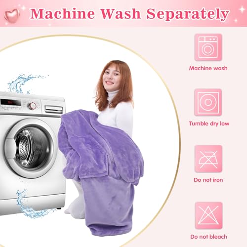 Image of Waitu Wearable Blanket Sweatshirt Gifts for Women and Men, Super Warm and Cozy Blanket Hoodie, Thick Flannel Blanket with Sleeves and Giant Pocket - Purple