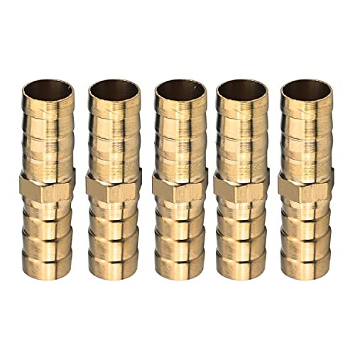 MroMax バーブホースフィッティング 真鍮バーブホース バーブの長さ18mm 40*11mm(L*W) ホースコネクター 真鍮ホース継手 ボート 10mm 5個入り フィッティング クイック接続 ストレートユニオン ジョイナー 燃料 空気管