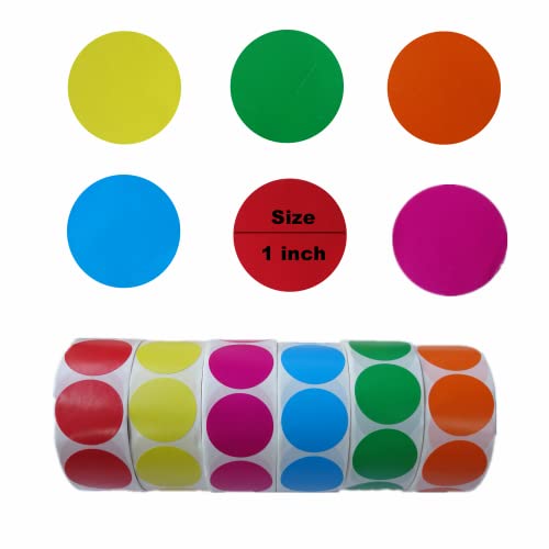 Cadeved 3000 Pieces 1 Inch Color Coding Labels Writable Circle Dot Stickers Color Round Labels For Home Organize, File Classification, Inventory (6 Mixed Colors Set 1) #TOP1