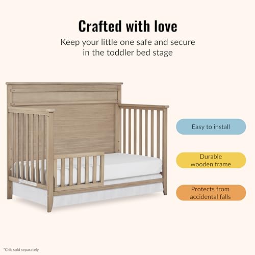 Image of Dream On Me Toddler Guard Rail for Convertible Crib, Solid Wood Bed Rail for Toddler Bed Conversion, Sand Dunes