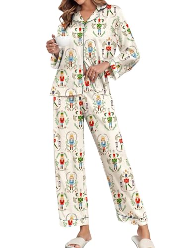 Image of Brosloth Women's Silk Satin Pajamas Pjs Sets Cute Lace Pattern Two Piece Loungewear Set Button Up Pajamas Sleepwear Black