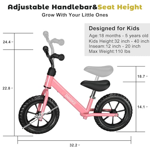 MHCYLION Laufrad ab 2-5 Jahre, Lenkrad und Sattel höhenverstellbar, Ultraleicht Kinderlaufrad Balance Fahrrad für Jungen Mädchen – Bild 4