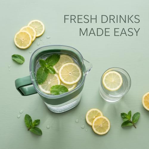 Image of Signamio 1800 ML Water Jug with Lid & Handle | Plastic Juice Jug for Water, Juice & Beverages | Water Jug for Dining Table | Easy Pour Serving Pitcher for Home, Kitchen & Refrigerator - Pista