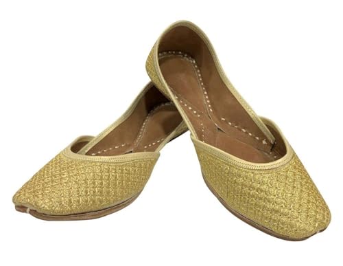 Punjabi Jutti for Women Gold Zari Handmade Shoes Soft Flat Mojari Beaded Traditional Formal Ethnic Designer Jooti3