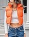 Kissonic Women's Cropped Puffer Vest Lightweight Fluffy Vest Sleeveless Warm Winter Outerwear(Orange-S)