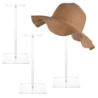 Acrylic Hat Display Stand, 2 Pcs 12\"/17\" Clear Hat Holder Stands Adjustable Height Display Rack Stand for Helmets Wigs Jewelry Watch