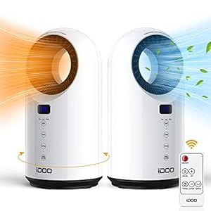 iDOO elektrische Ventilatorkachel, ruimteverwarmer voor thuis, draagbare keramische kachels met afstandsbediening, 1500 W snelle verwarming voor grote kamer/kantoor, veilig en stil