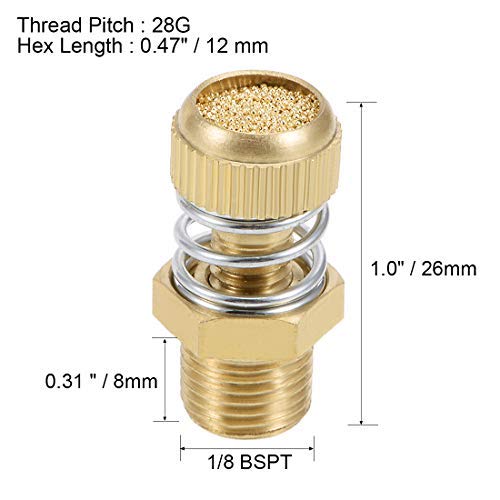 Silenziatori Per Scarico Aria In Rame 1/8 BSPT - Regolabili, Con Molla, Per Sistemi Pneumatici (5 Pezzi) - Foto 11