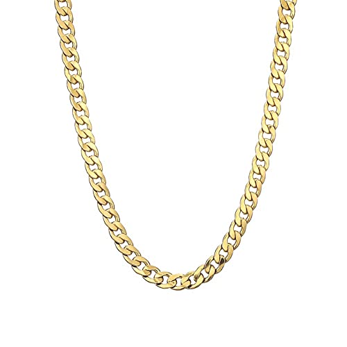 Sanglarst Gold Chain Necklace, 20 Inch Golden Ultra Luxury Looking Feeling Real Solid 14K Gold plated Curb Fake Neck Chain for Party Dancing,1CM