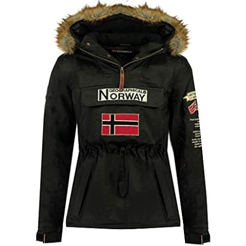 Geographical Norway - Parka De Niño Boomerang NEGRO 10 con Capucha Fija y Pelo Sintético Desmontable Cover
