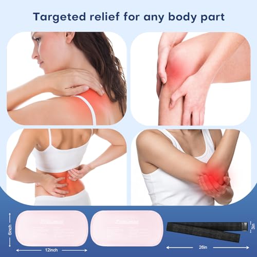 Image of Gel Ice Packs for Injuries Reusable 2 Packs Hot Cold Gel Wrap with Strap