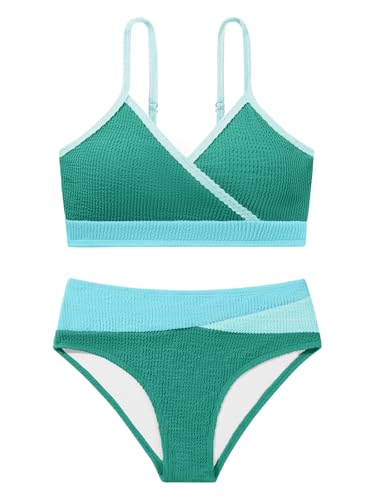 Image of Girl's 2 Piece Swimsuit Solid Spaghetti Strap Bikini Sets Beach Bathing Suit Swimwear for Teen Girls
