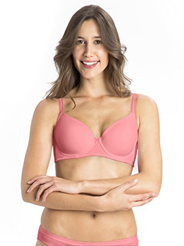 Image of Jockey 1245 Women's Under-Wired Padded Super Combed Cotton Elastane Stretch Medium Coverage Multiway Styling T-Shirt Bra with Detachable Straps