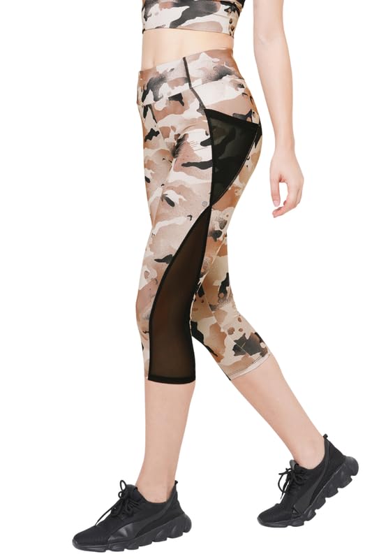 Image of JUST-Dry 3 /4 CAMO Printed MESH Workout Capri
