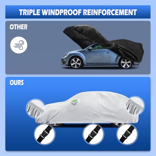 Image of Car Cover Custom Fit for Volkswagen Beetle 2 Door 1998-2019, Migaven Waterproof Full Exterior Cover Sun Rain Protection with Door Zipper and Cotton Lining