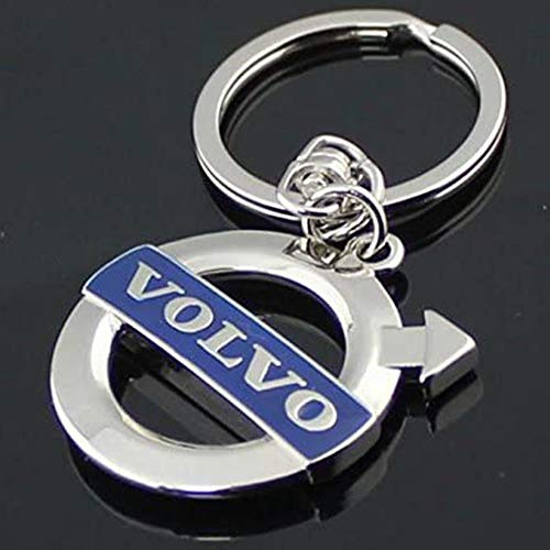 Volvo Blue Logo 3D Chrome Plated Key Chain Ring FOB