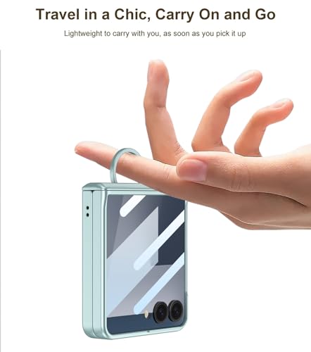 Image of Midkart Ring Case Compatible with Samsung Galaxy Z Flip 7 Release 2025 Magnetic Hinge Protection Ring Holder Hard PC with Front Glass Cover 360-degree Protection, Coral Red