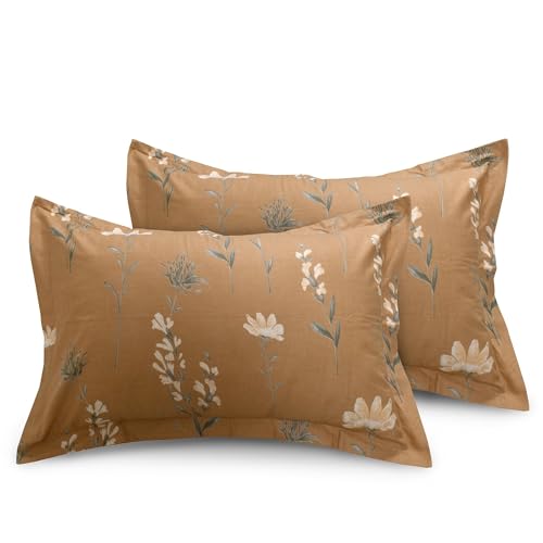 Image of HUESLAND by Ahmedabad Cotton 144 TC Cotton Elastic Fitted Bedsheet for Double Bed with 2 Pillow Covers | 60 x 78 inches