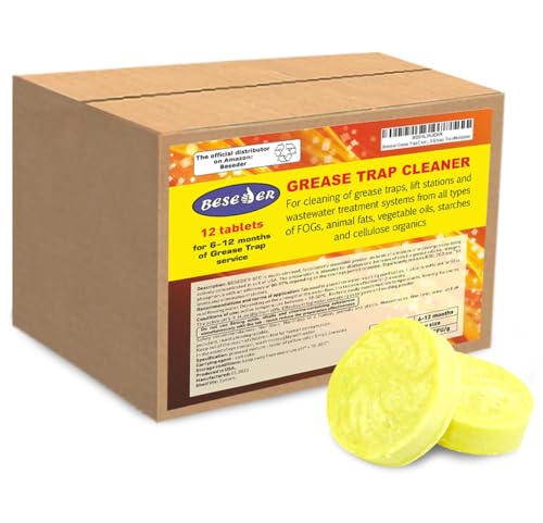 Beseder Grease Trap Cleaner tablets for grease decomposition, grease trap treatment from grease trap interceptor (in 1 box 12 tablets)