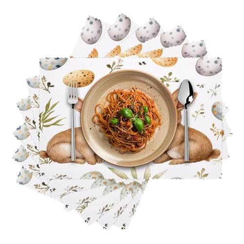 Sets de table motif lapins marron finition premium lot de 6 - 3