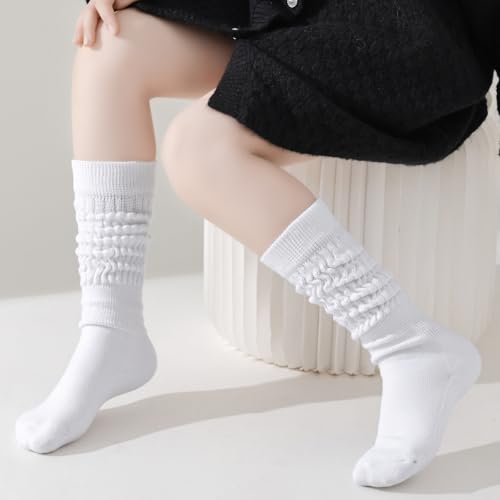 Mini angel Slouch Socks Girls Scrunch Socks Kids Knee High Socks Soft Warm Stacked Boot Socks 2/3 Pairs2