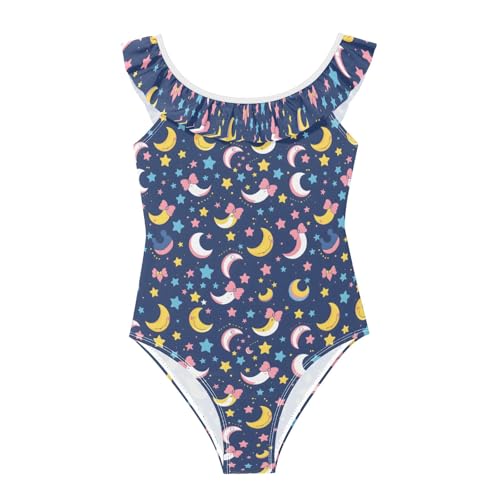 Traje de baño de una pieza infantil con estampado de luna y estrellas para playa