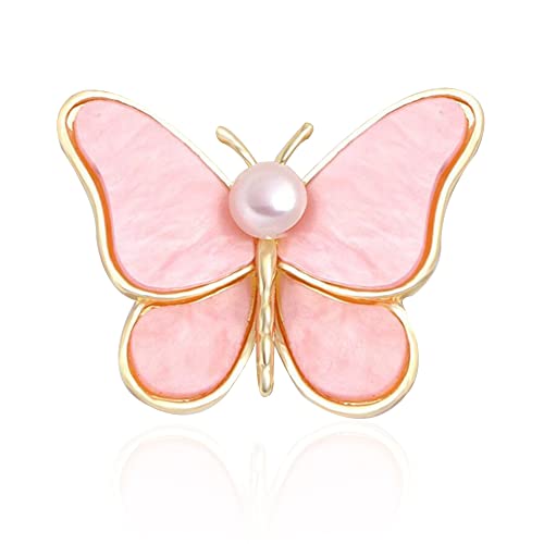 Image of GBAHFY Butterfly Pearl Brooch Gold Elegant Bridal Vintage Style Pins Wedding Banquet Anniversary Brooch for Women