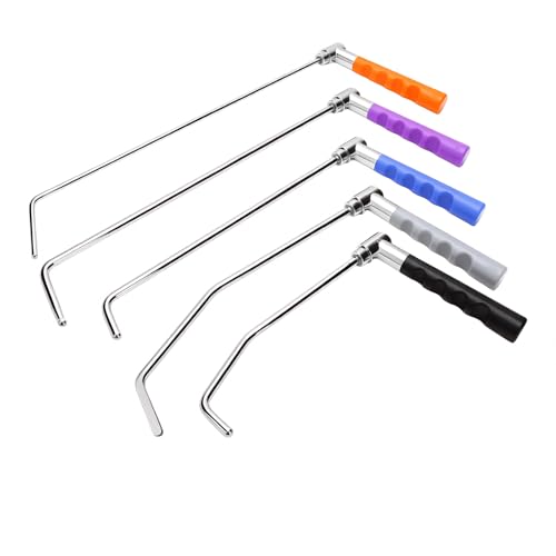 Super PDR 5PCS Rotating Rod Set, 360°Adjustable Swivel Handle, Professional Paintless Dent Repair Tools, Heavy-Duty Metal PDR Kit for Minor-Medium & Tight Spot Dents