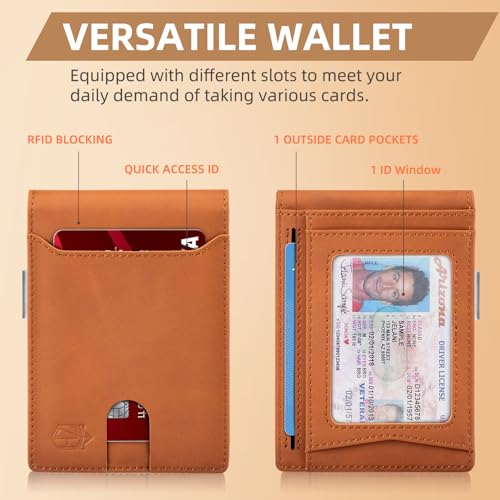 Zitahli Slim Wallets for Men - Leather Money Clip Mens Wallet - RFID Blocking Front Pocket Bifold Wallet - Minimalist Credit Card Holder with Gift Box4