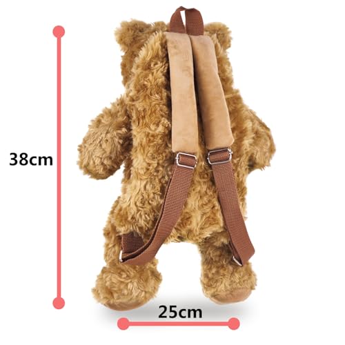 Image of Women Animal Teddy Bear Plush Backpack with Adjustable Straps (AA)