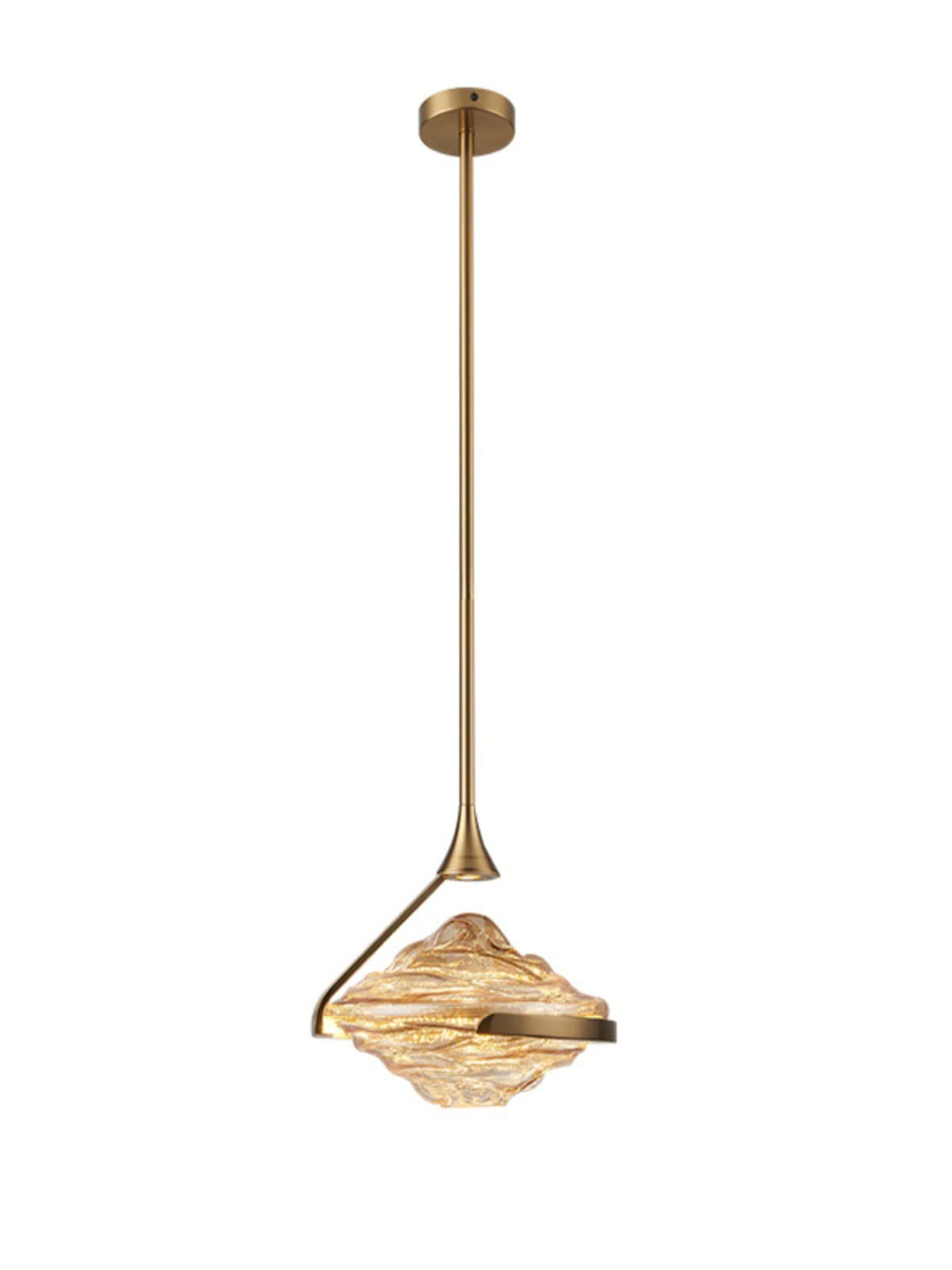 Ceiling Lights, LED Glass Single Hanging Pendant Light Adjusting Rod Lamps Ceiling Pendant Lamp Antique Gold Chandelier Indoor Modern Large Pendant Lighting for Bedroom Dining Room Foyer Bar Coffee