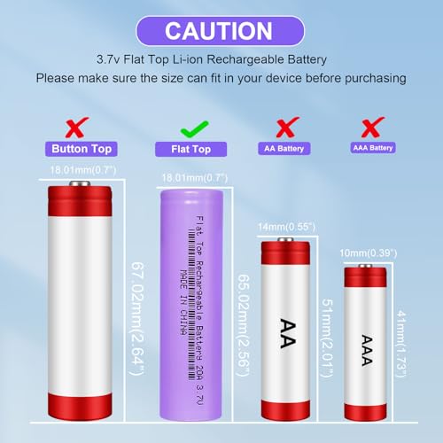 image for Tokeyla 3.7 Volt 18650 Rechargeable Battery, 3000mAh Battery Flat Top 
