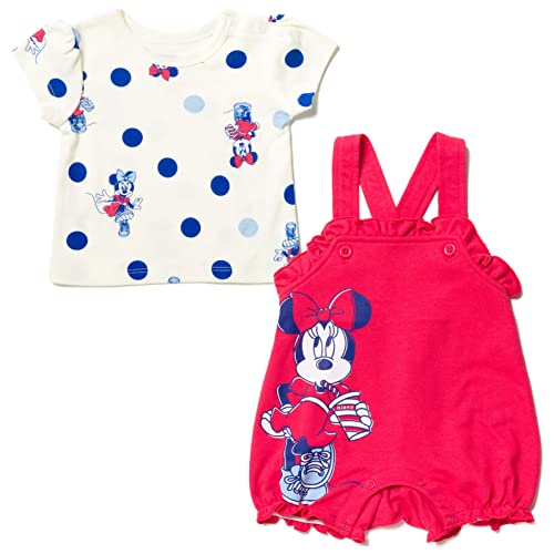 Salopette Minnie Mouse bébé fille short éponge et t-shirt rouge nouveau-né