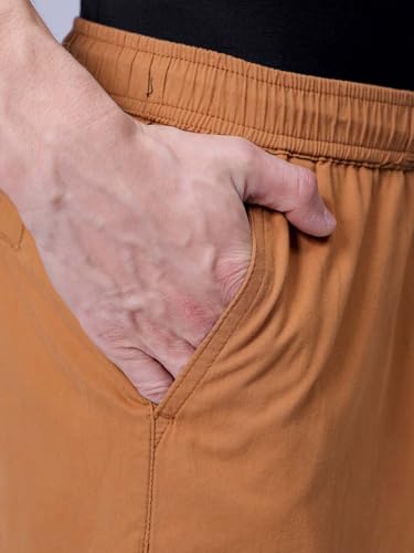 Image of The Indian Garage Co Men Relaxed Fit Solid Mid-Rise Elasticated Cargos