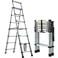 6+7 Step Ladder 2 Ways Combination Ladder Aluminum A-Frame Stepladder Extension Telescopic Ladder Lightweight 150KG Capacity for Home Kitchen Office Household Multipurpose Ladder