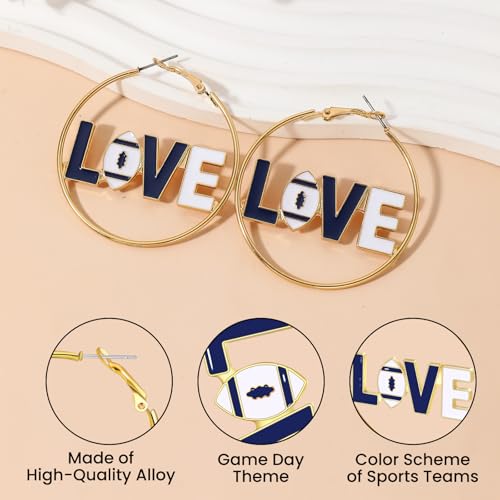 Game Day Football LOVE Hoop Earrings Fashion Sports Jewelry gifts for Mom&Women Perfect Game Day Outfit Accessories3