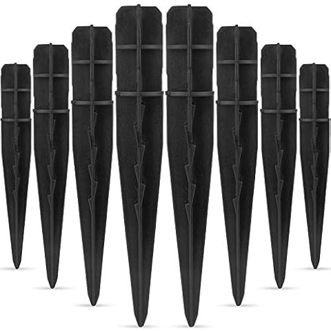 BEAU JARDIN 8 Pcs Plastic Ground Replacement Spikes Stakes 0.8 inch Diameter for Solar Pathway Lights Torch Lights Garden Lights for Yard Patio Walkway Landscape 5inch Tall BG294 Cover