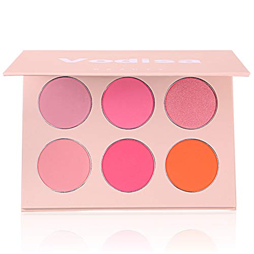 Blusher Palette, Vodisa Natural Make Up Blushing Set Face Sheer Matte Mineral Blush Kit, Cheek Base Foundation Pressed Powder Pallet Professional Facial Beauty Cosmetic Makeup Blush (6)